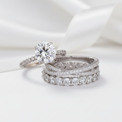 Gorgeous 4 Prong Round Cut Simulated Diamond Ring Set-Black Diamonds New York