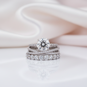 Gorgeous 4 Prong Round Cut Simulated Diamond Ring Set-Black Diamonds New York