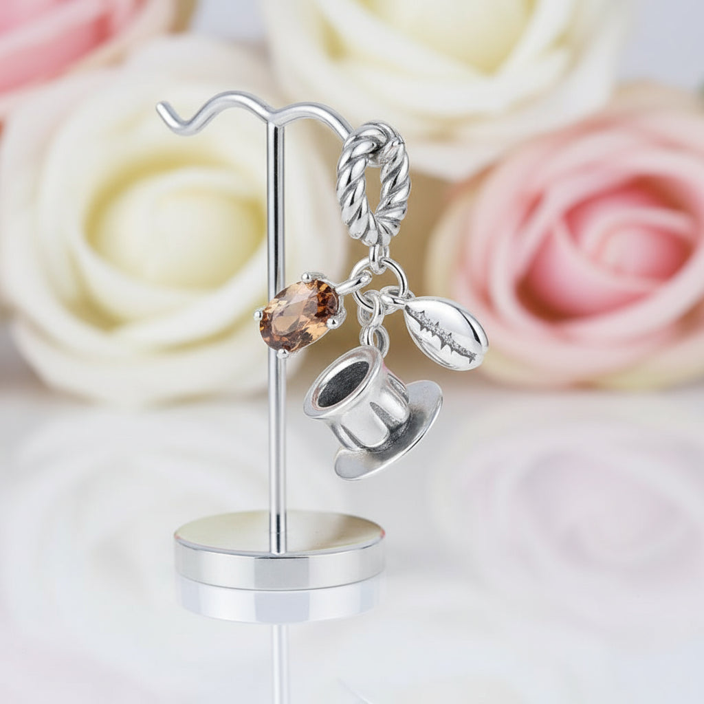 Gorgeous Basketball Charm with Diamond-Black Diamonds New York