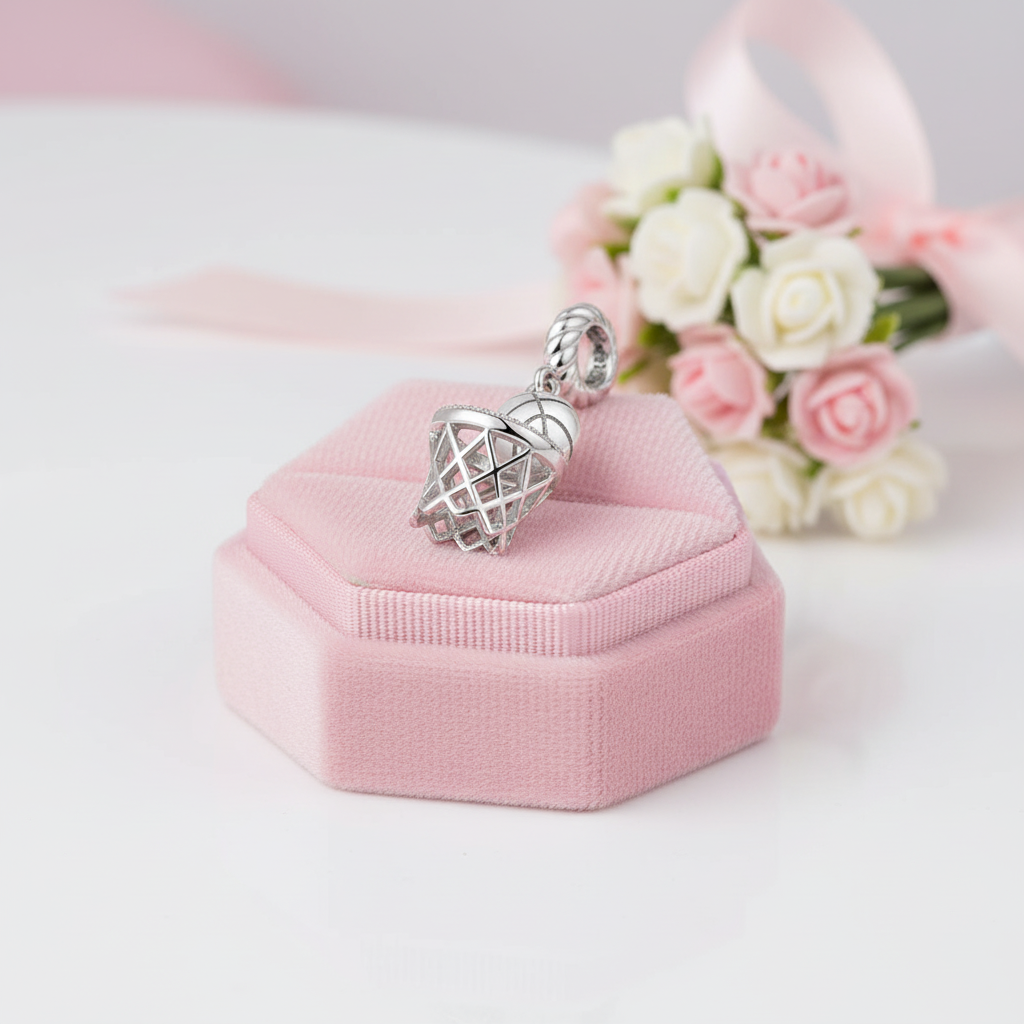 Gorgeous Basketball Charm with Diamond Option-Black Diamonds New York