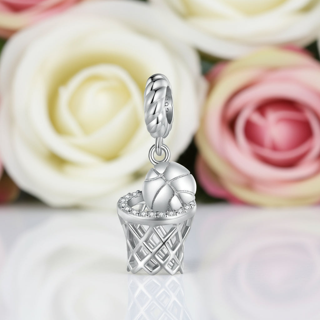 Gorgeous Basketball Charm with Diamond-Black Diamonds New York