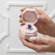 Gorgeous Blue Sapphire Cushion Cut Three Stone Engagement Ring-Black Diamonds New York