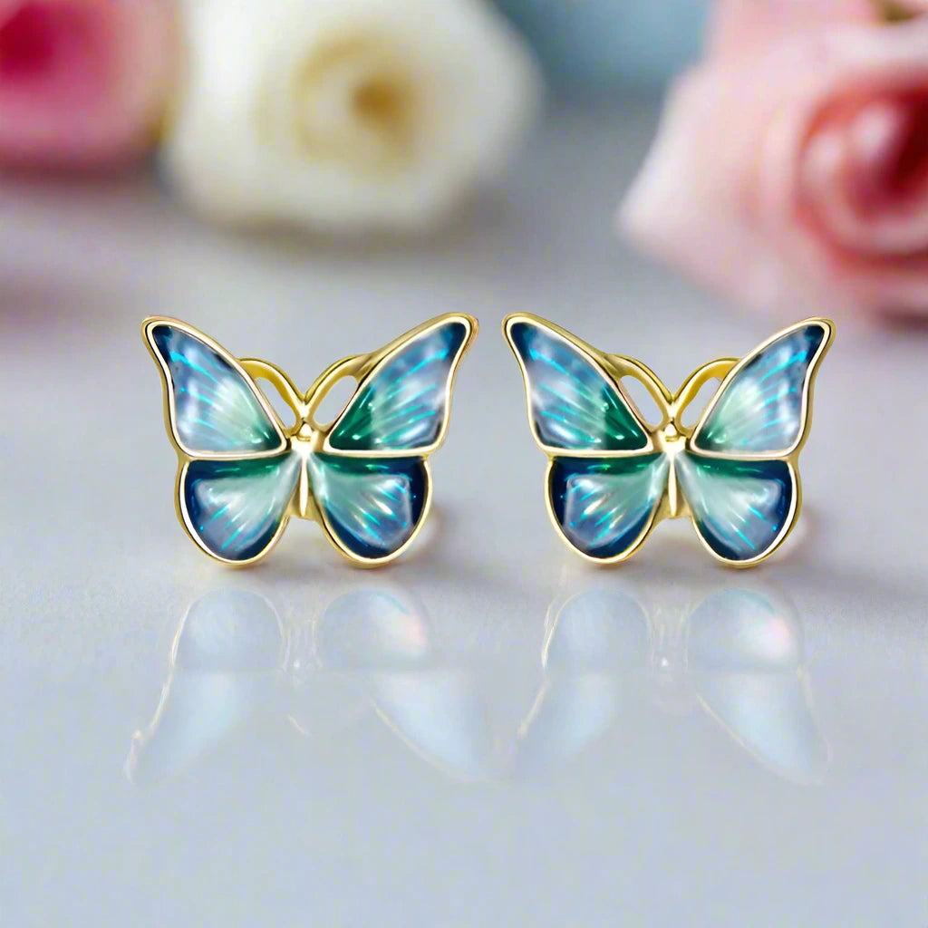 Gorgeous Butterfly Stud Earrings-Black Diamonds New York