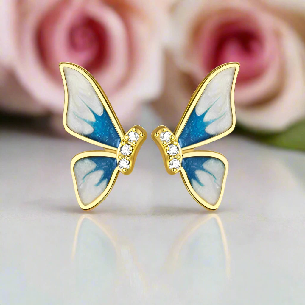 Gorgeous Butterfly Stud Earrings-Black Diamonds New York