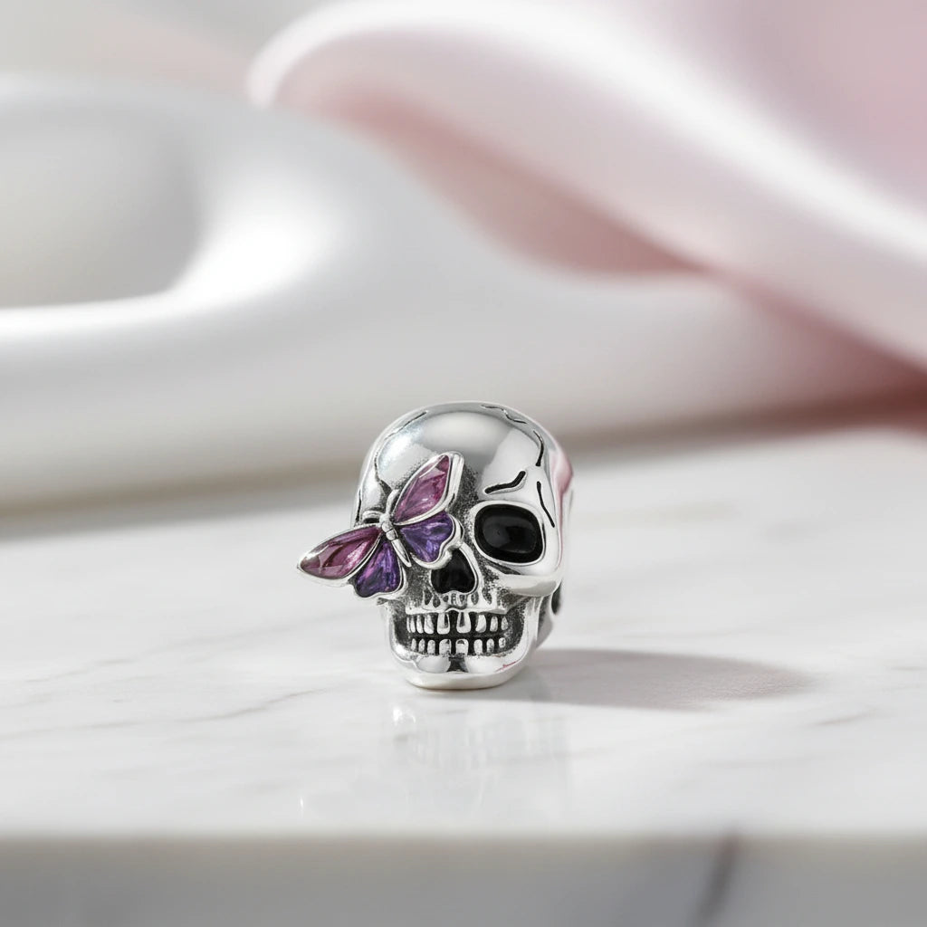 Gorgeous Diamond Option Skeleton Butterfly Charm-Black Diamonds New York