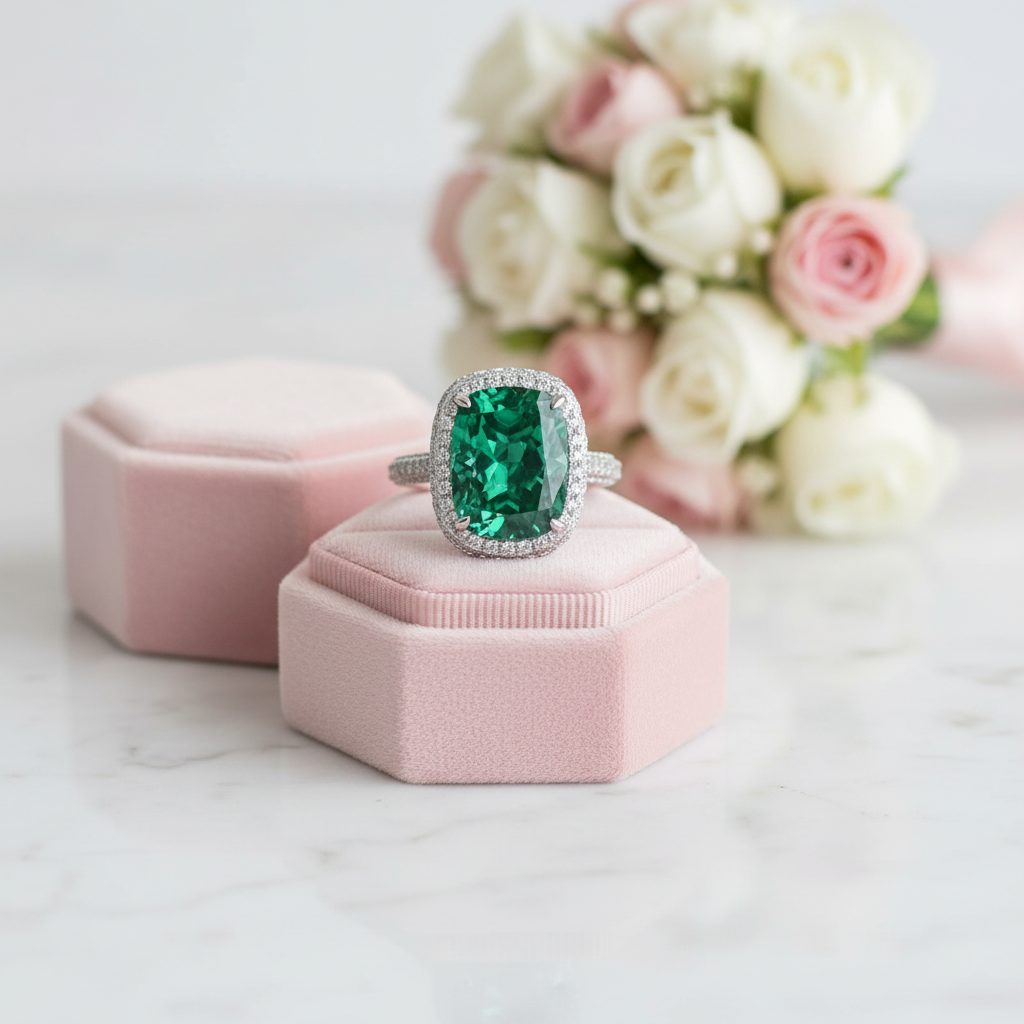 Gorgeous Halo Cushion Cut Paraiba Green Tourmaline Engagement Ring-Black Diamonds New York