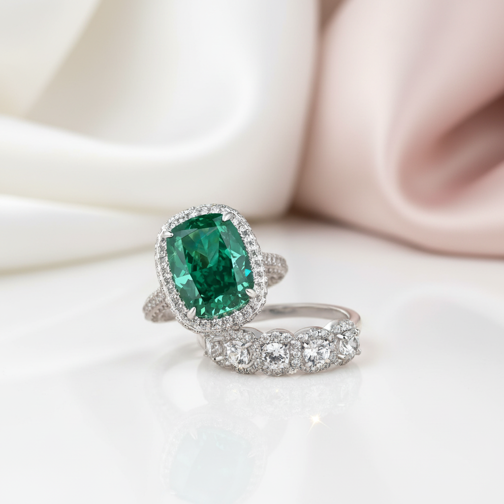 Gorgeous Halo Cushion Cut Paraiba Tourmaline Wedding Set-Black Diamonds New York