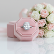 Gorgeous Halo Cushion Cut Simulated Diamond Option Engagement Ring-Black Diamonds New York