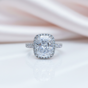 Gorgeous Halo Cushion Cut Simulated Diamond Option Engagement Ring-Black Diamonds New York