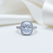 Gorgeous Halo Cushion Cut Simulated Diamond Option Engagement Ring-Black Diamonds New York