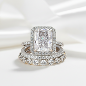 Gorgeous Halo Radiant Cut 3PC Wedding Ring Set-Black Diamonds New York