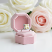 Gorgeous Halo Radiant Cut Yellow Simulated Sapphire Engagement Ring-Black Diamonds New York