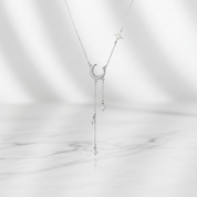 Gorgeous Moon Tassel Star Pendant Short Necklace-Black Diamonds New York