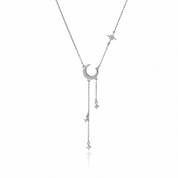 Gorgeous Moon Tassel Star Pendant Short Necklace-Black Diamonds New York