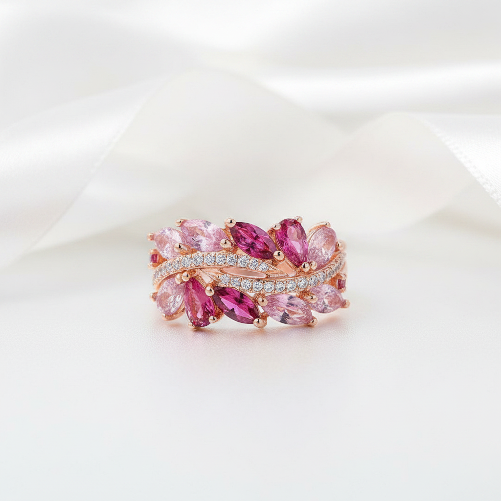 Gorgeous Pink Sapphire & Clear Diamond Option Jewelry Set-Black Diamonds New York