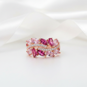 Gorgeous Pink Sapphire & Clear Diamond Option Jewelry Set-Black Diamonds New York