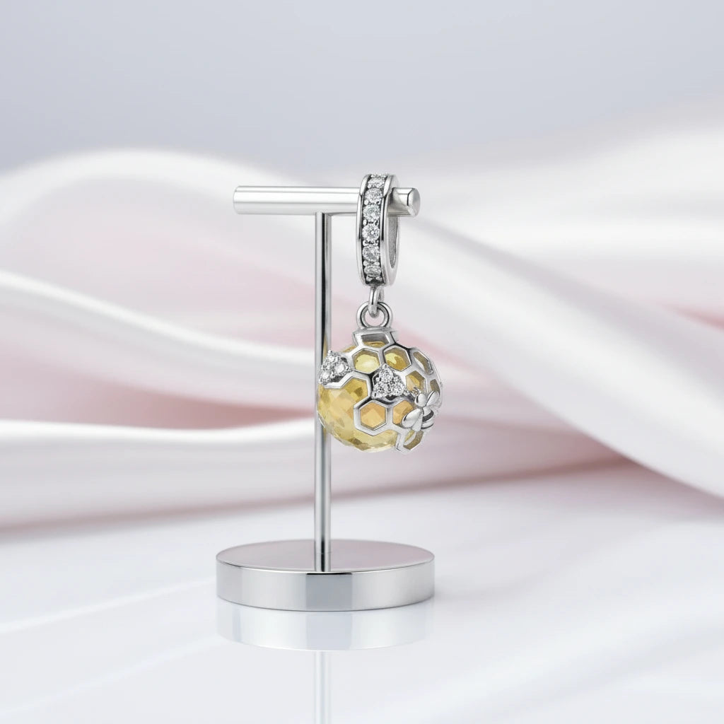 Gorgeous Pink Teacup Charm-Black Diamonds New York