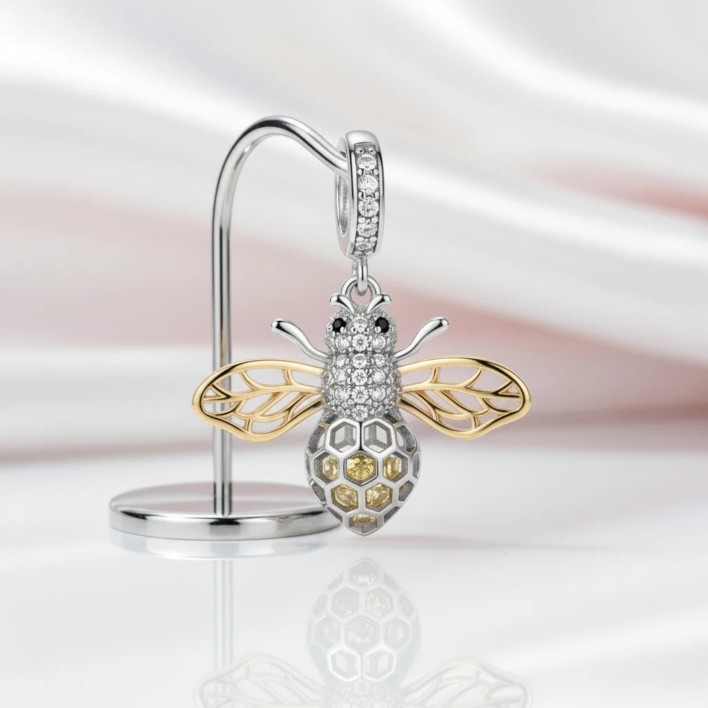 Gorgeous Pink Teacup Charm-Black Diamonds New York