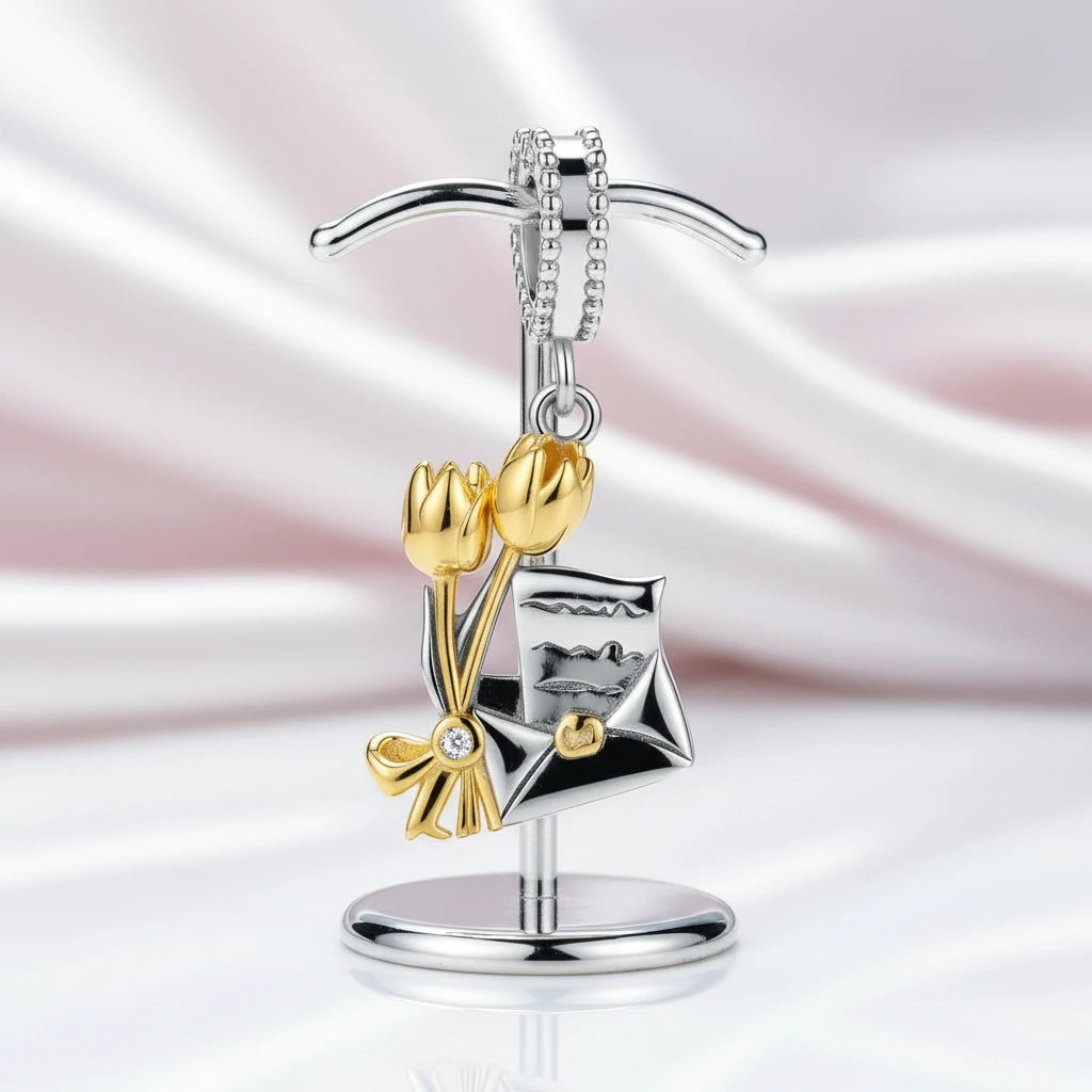 Gorgeous Pink Teacup Charm-Black Diamonds New York