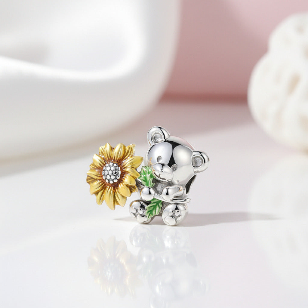 Gorgeous Pink Teacup Charm-Black Diamonds New York