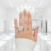 Gorgeous Radiant Cut Halo Sapphire Engagement Ring-Black Diamonds New York