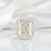 Gorgeous Radiant Cut Halo Sapphire Engagement Ring-Black Diamonds New York