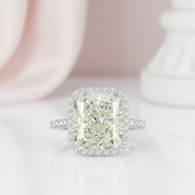 Gorgeous Radiant Cut Halo Sapphire Engagement Ring-Black Diamonds New York