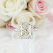 Gorgeous Radiant Cut Halo Sapphire Engagement Ring-Black Diamonds New York