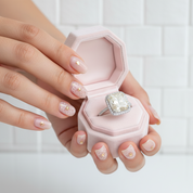 Gorgeous Radiant Cut Halo Sapphire Engagement Ring-Black Diamonds New York