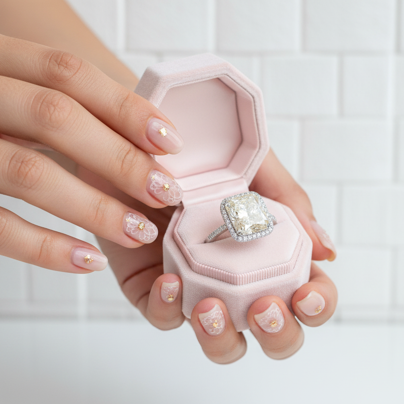 Gorgeous Radiant Cut Halo Sapphire Engagement Ring-Black Diamonds New York