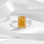 Gorgeous Radiant Cut Yellow Sapphire Engagement Ring-Black Diamonds New York