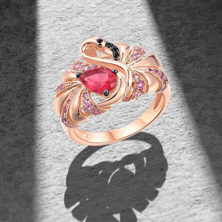VIP Dream Ring Upgrade- Gorgeous Rose Gold Flamingo Ring-Black Diamonds New York