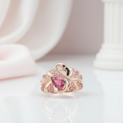 Gorgeous Rose Gold Flamingo Ring-Black Diamonds New York