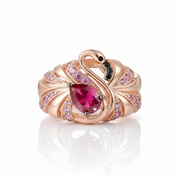 Gorgeous Rose Gold Flamingo Ring-Black Diamonds New York