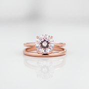 Gorgeous Round Cut Morganite Pink Wedding Set-Black Diamonds New York