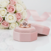 Gorgeous Round Cut Morganite Pink Wedding Set-Black Diamonds New York