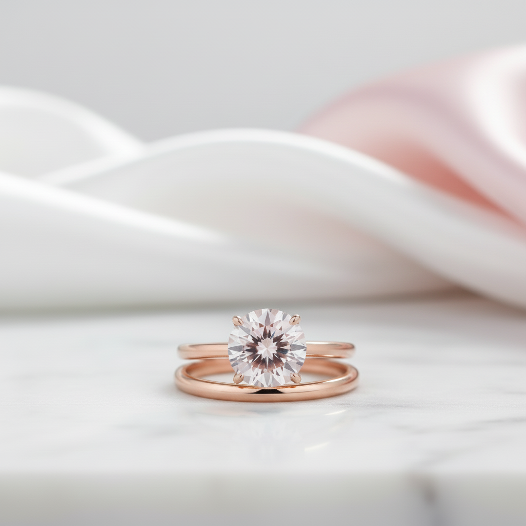 Gorgeous Round Cut Morganite Pink Wedding Set-Black Diamonds New York