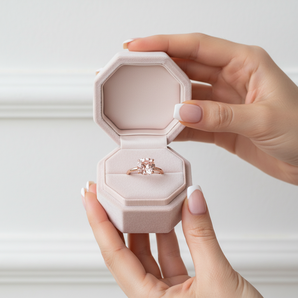 Gorgeous Round Cut Morganite Pink Wedding Set-Black Diamonds New York