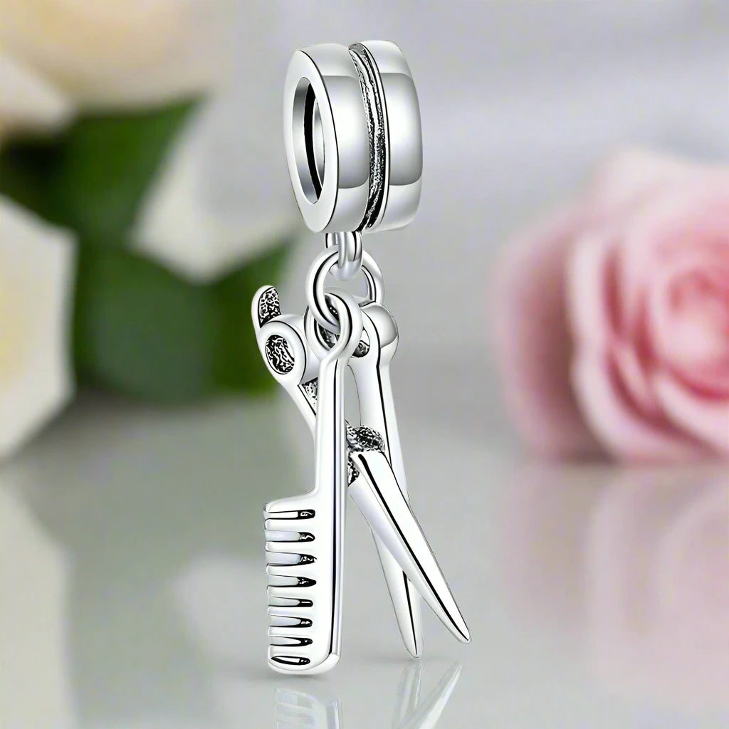 Gorgeous Scissor and Comb Charm-Black Diamonds New York