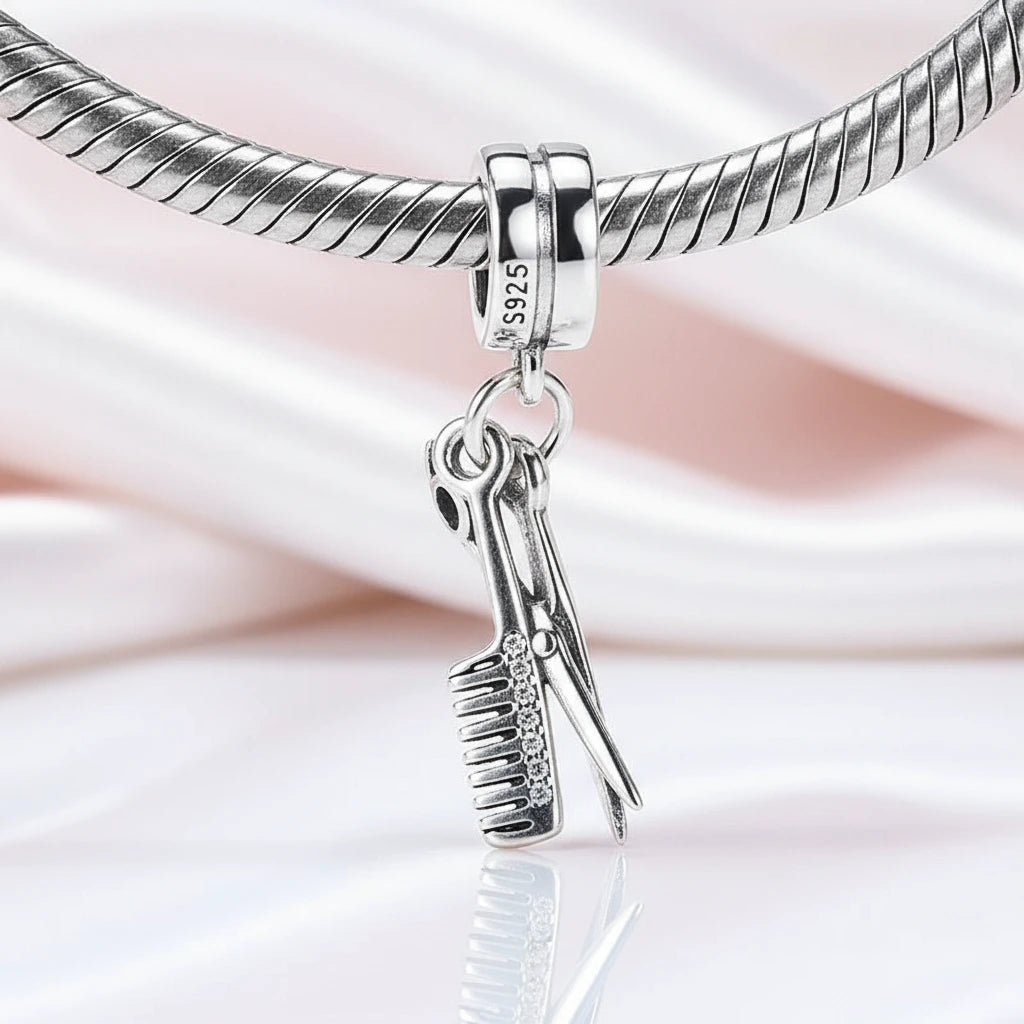 Gorgeous Scissor and Comb Charm-Black Diamonds New York