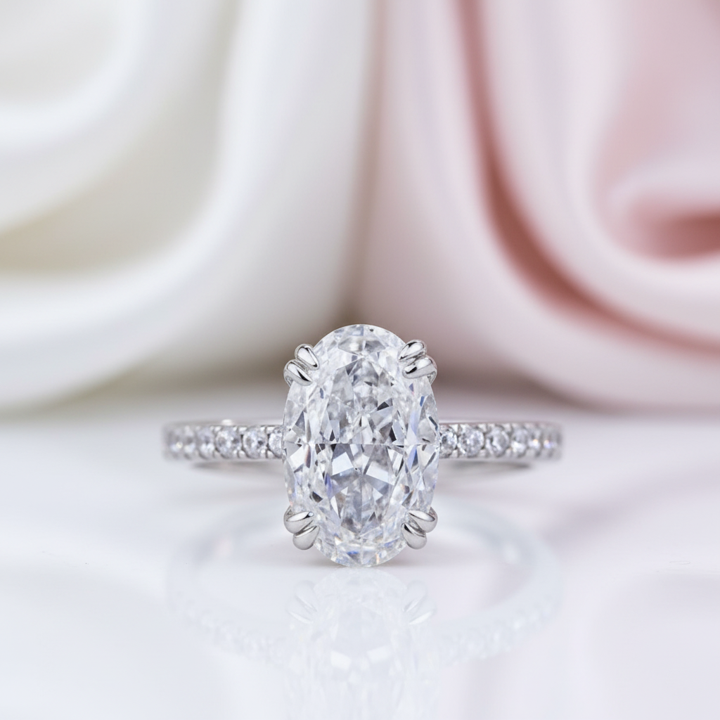 Gorgeous Unique Oval Cut Simulated Diamond Option Engagement Ring-Black Diamonds New York