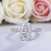 Gorgeous Unique Oval Cut Simulated Diamond Engagement Ring-Black Diamonds New York