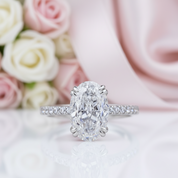 Gorgeous Unique Oval Cut Simulated Diamond Option Engagement Ring-Black Diamonds New York