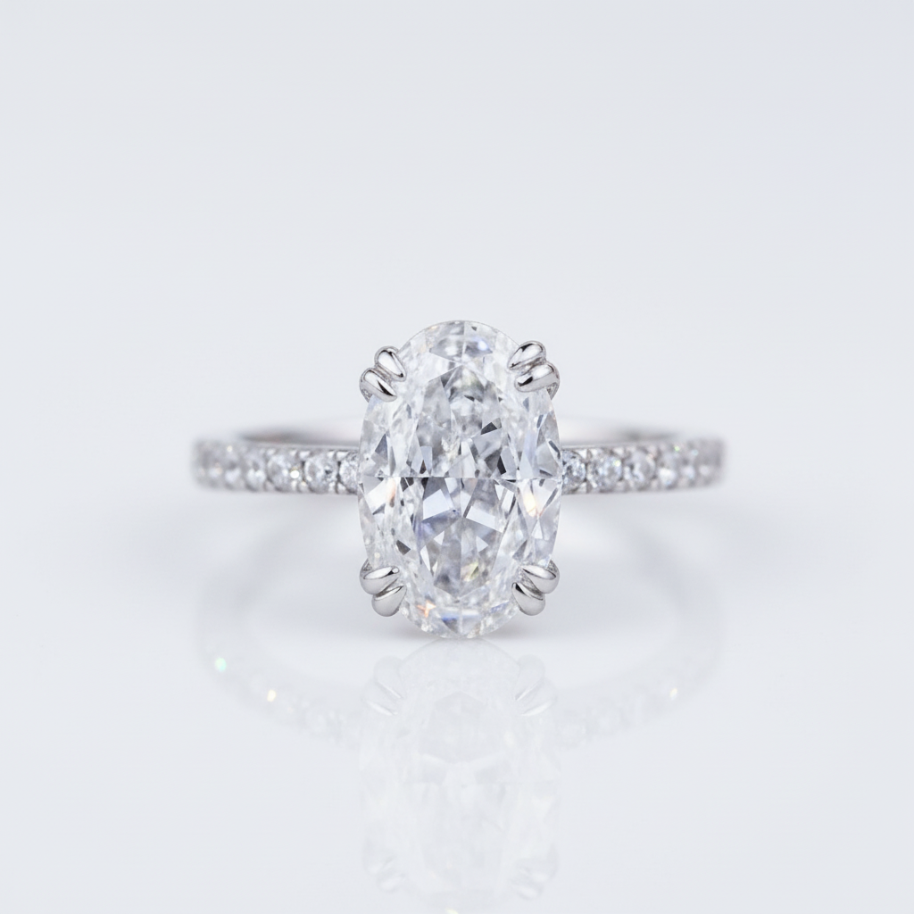 Gorgeous Unique Oval Cut Simulated Diamond Option Engagement Ring-Black Diamonds New York