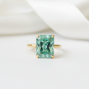 Gorgeous Yellow Gold Radiant Cut Paraiba Tourmaline Engagement Ring-Black Diamonds New York