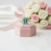 Gorgeous Yellow Gold Radiant Cut Paraiba Tourmaline Engagement Ring-Black Diamonds New York