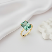 Gorgeous Yellow Gold Radiant Cut Paraiba Tourmaline Engagement Ring-Black Diamonds New York