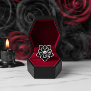 Gothic Black Flower Lotus Charm-Black Diamonds New York