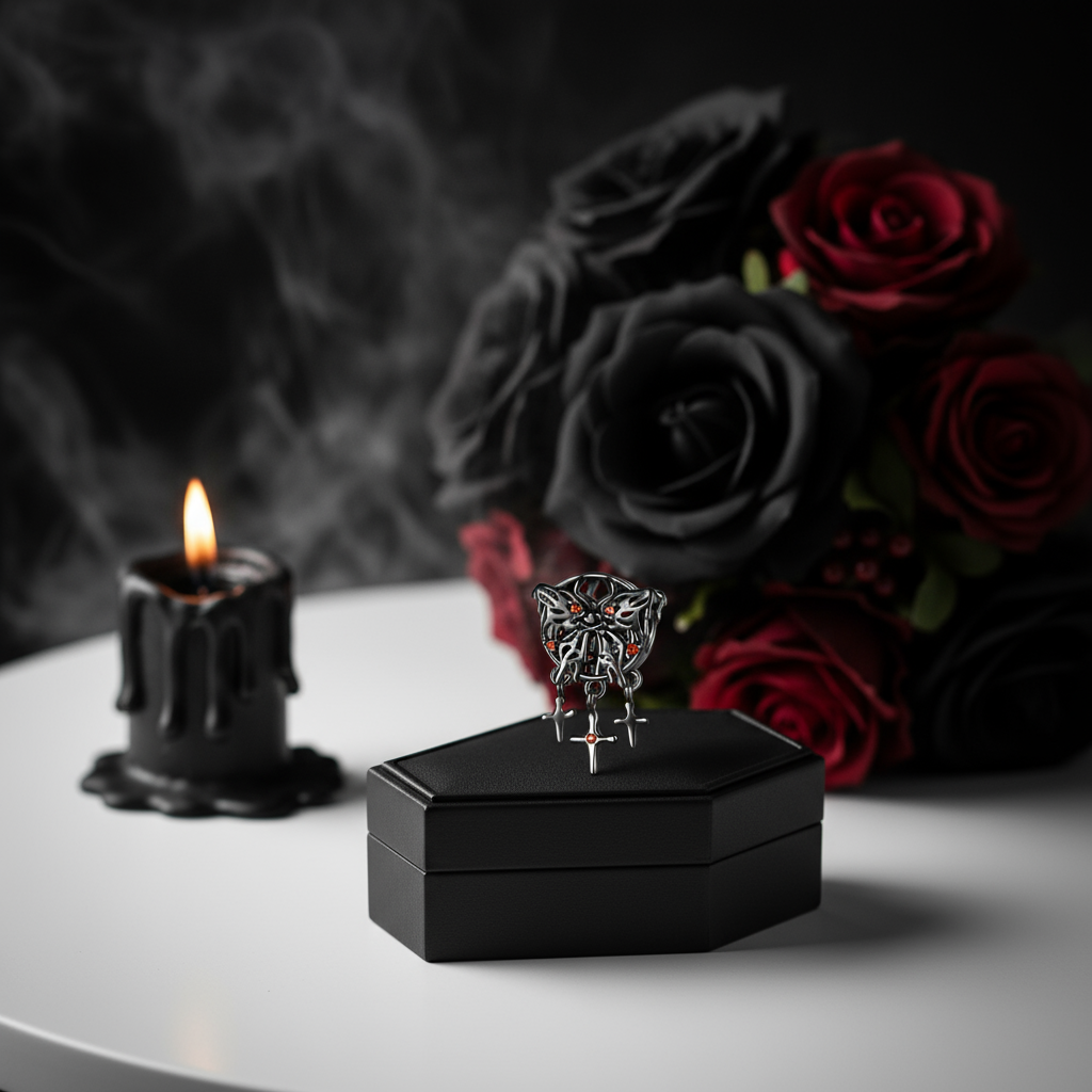 Gothic Black Moon Rose & Butterfly Charm Series-Black Diamonds New York