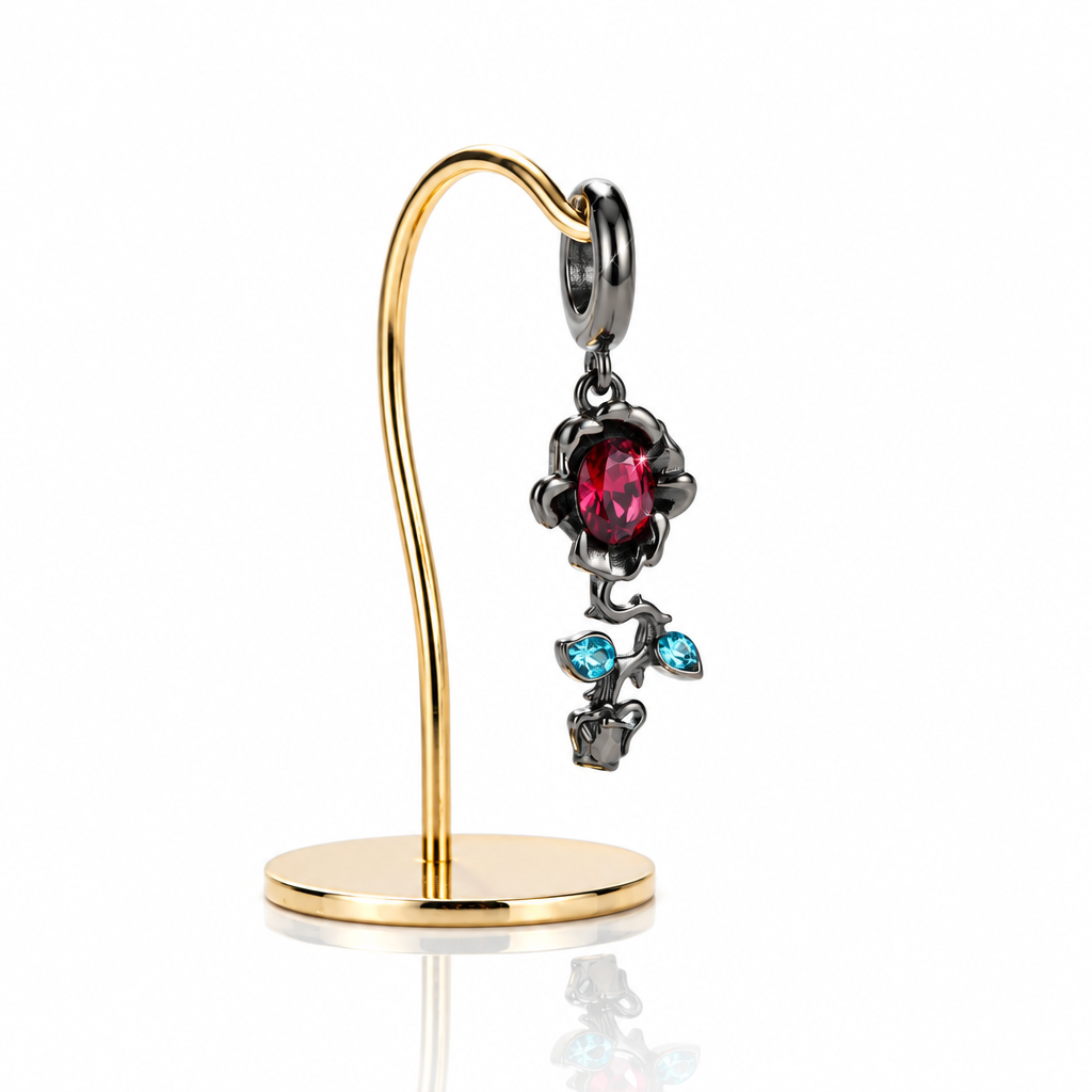 Gothic Black Moon Rose & Butterfly Charm Series-Black Diamonds New York